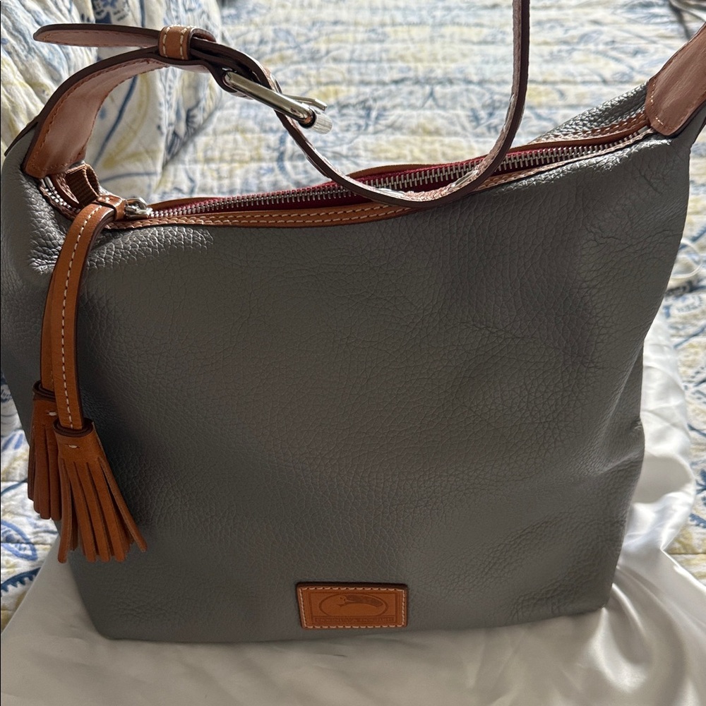 Dooney & Bourke Gray and Tan Leather Shoulder Bag